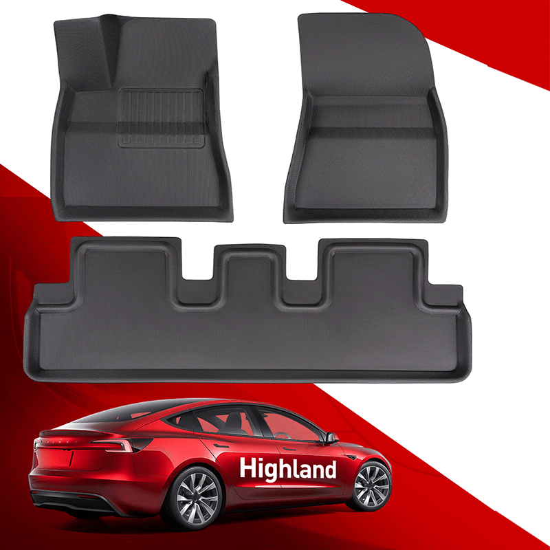 Full Coverage Auto Leder Fußmatten für Tesla Model 3 Highland 2024