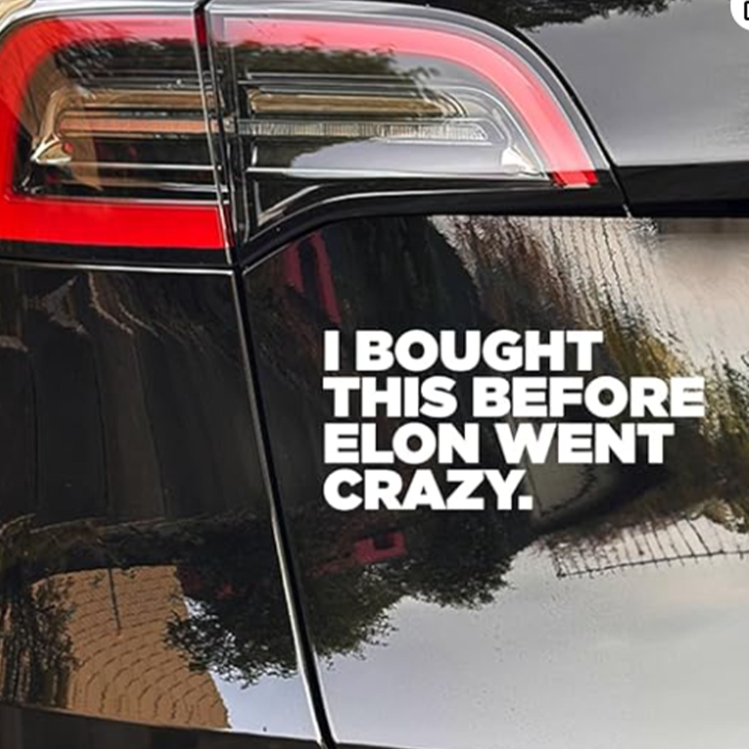 I Bought This Before Elon Went Crazy Non-Adhesive Vinyl Static Cling Decal Bumper Sticker Window Sticker For Tesla Owners, Gift Accessory For Model X Y 3 Musk Regret