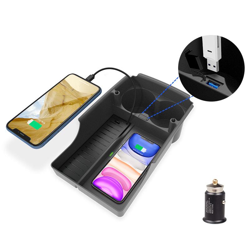 TAPTES T-Box Wireless Phone Charging Organizer with Cup Holder for