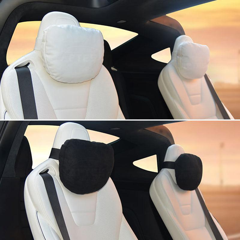 LANFAT Tesla Headrest Neck Pillow for Tesla Model 3/Y/S/X Suede Headrest  Neck Cushion 2016-2023 2024 Interior Accessories 2 Pack