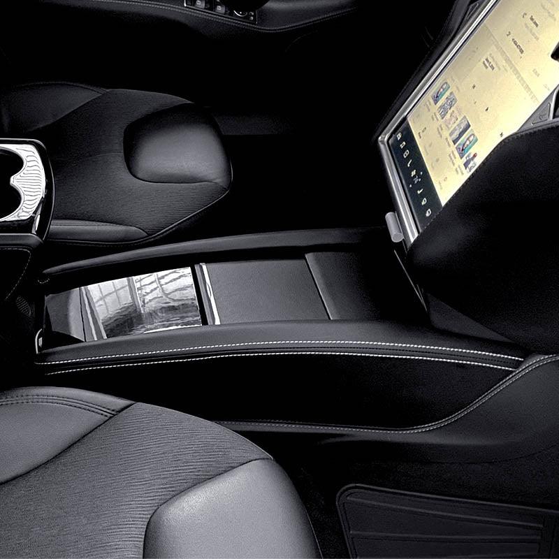Coussin D'accoudoir Pour Console Centrale Tesla Model S 2012-2015 - Mousse Mémoire, Poches De Rangement