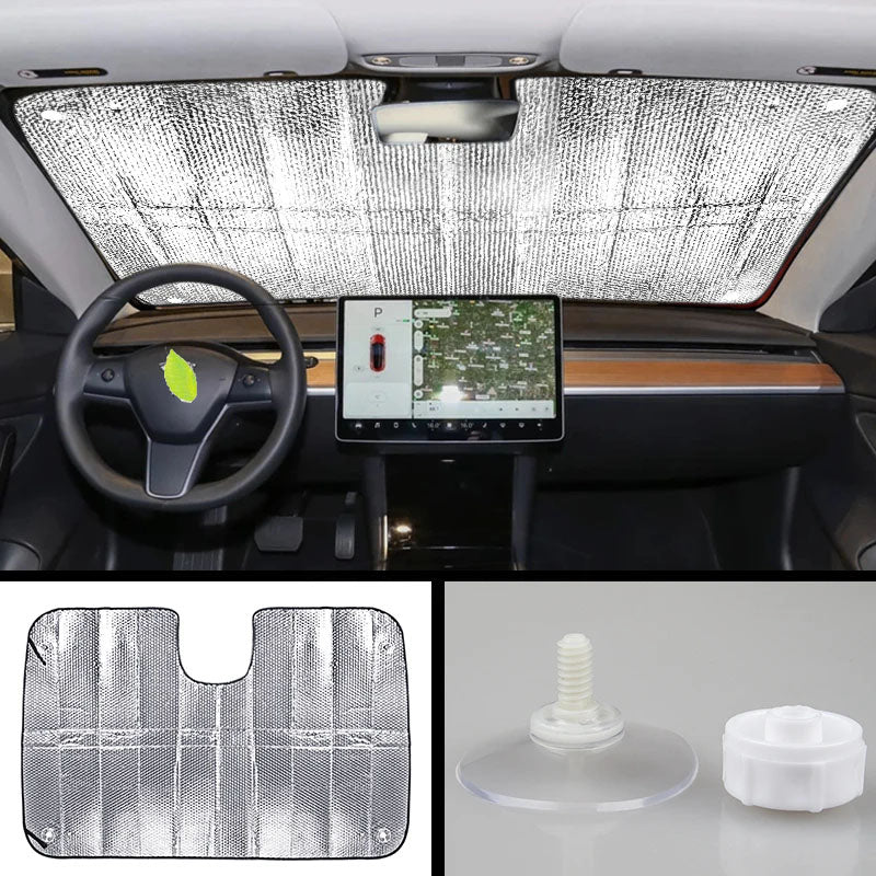 TAPTES Front Windshield Sunshade for Model 3 2019-2021 Foldable Sucker Windshield Sun Shade