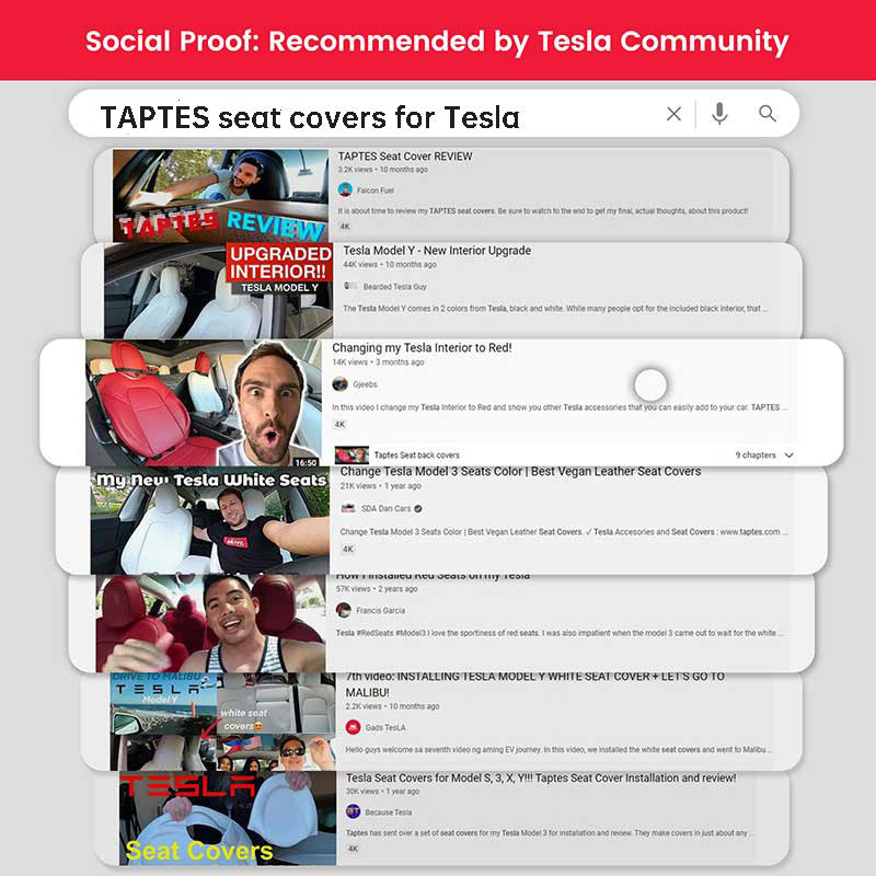 TAPTES® Seat Covers for Tesla Model Y, Custom Seat Covers for 5 Seater Model Y 2020-2024