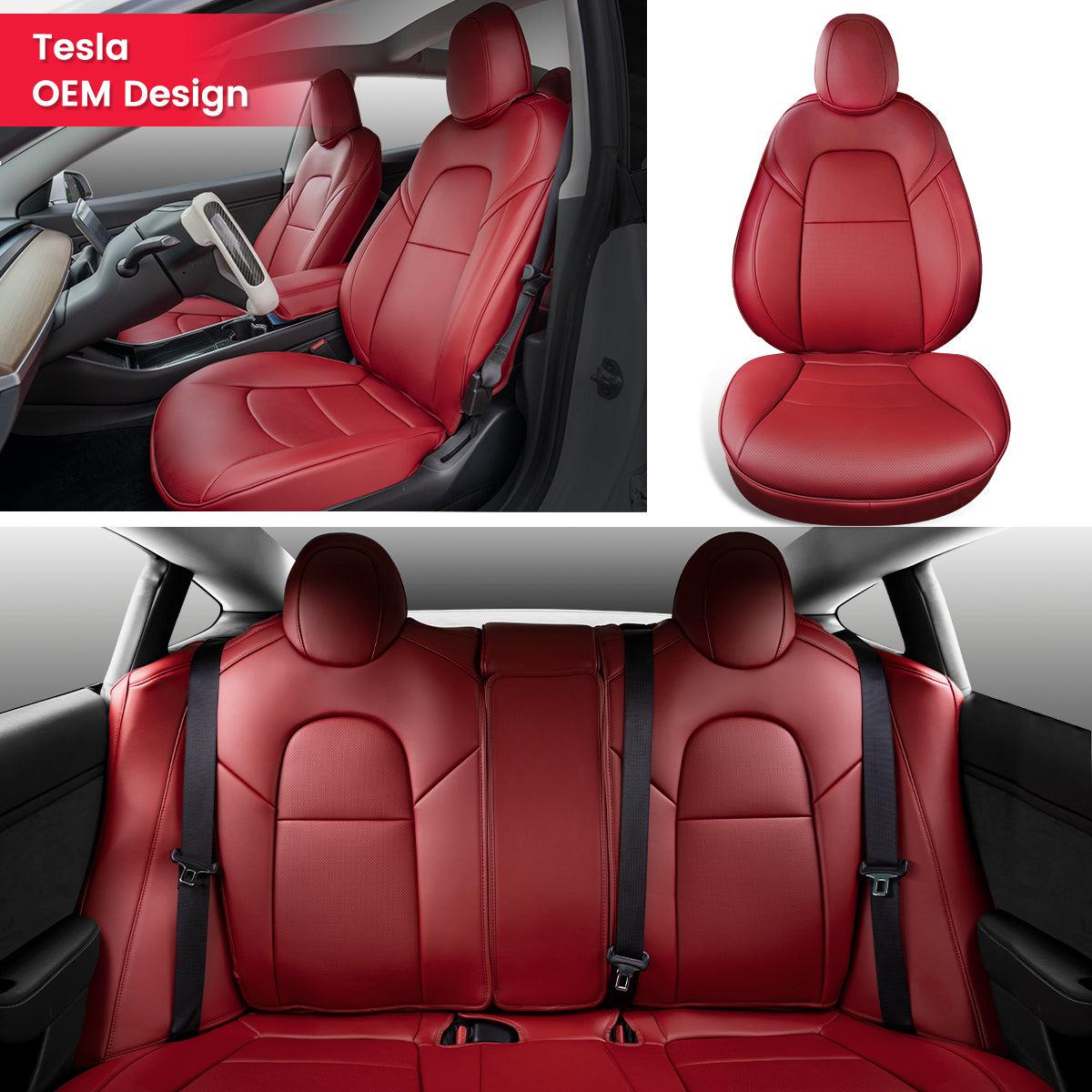 TAPTES Red Seat Covers for Tesla Model 3,Tesla Model 3 Red Seat Covers