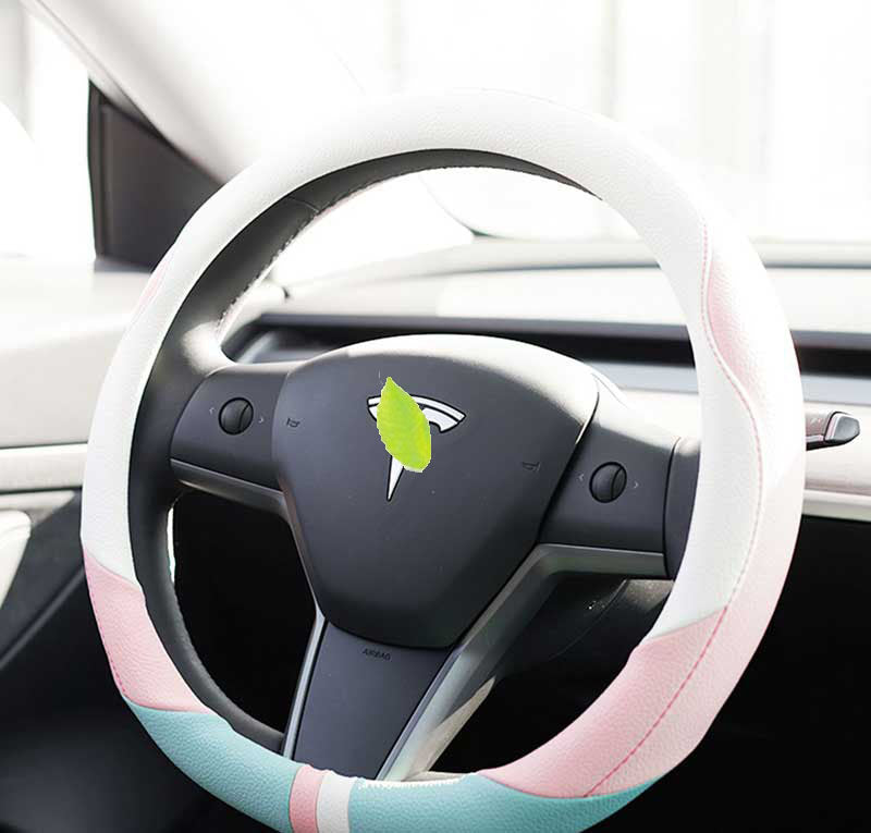 TAPTES  All Weather Leather Steering Wheel Cover for Tesla Model Y & Model 3