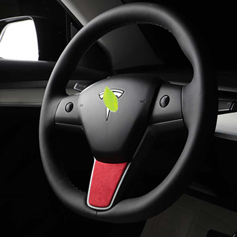 TAPTES® Alcantara Steering Wheel Decal Sticker for Tesla Model Y Model 3