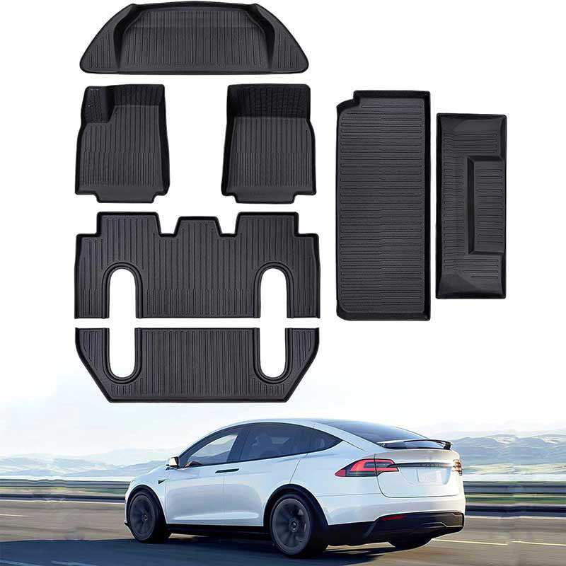 TAPTES All Weather Floor Mats Trunk Mats Cargo Liner for Tesla Model X 6 Seater 2022-2025