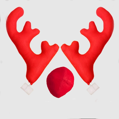 TAPTES® Car Antler Red Nose Decoration Kit for Tesla Model S/3/X/Y/Cybertruck