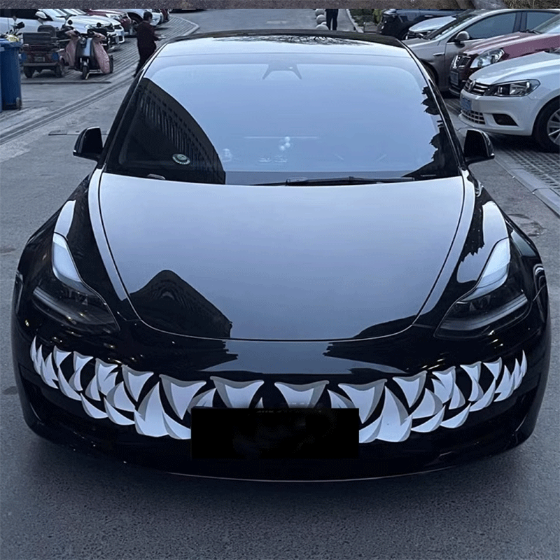 TAPTES Front Bumper Shark Teeth Decorative Sticker for Tesla Model Y Model 3