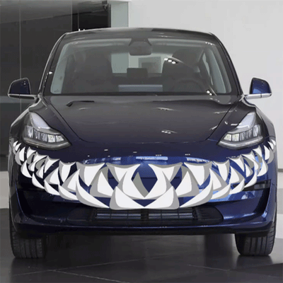 TAPTES Front Bumper Shark Teeth Decorative Sticker for Tesla Model Y Model 3