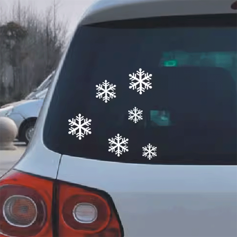 TAPTES Christmas Snowflake & Santa Claus Decoration Stickers for Tesla Model S/3/X/Y