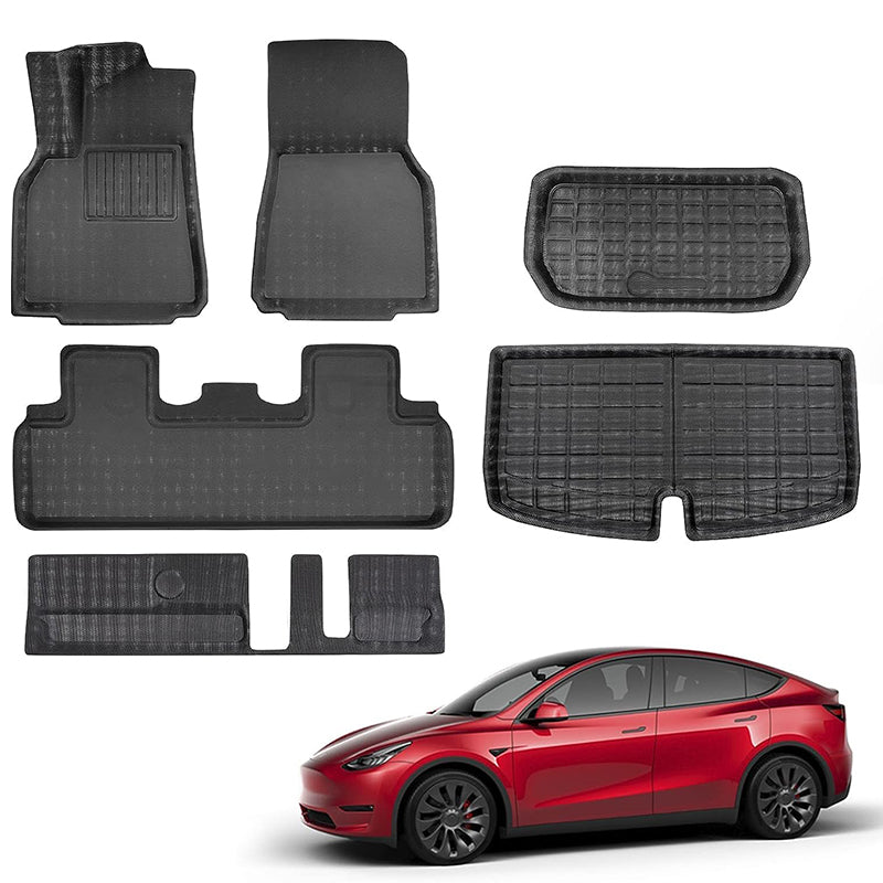 TAPTES® Floor Mats for 2021-2023 7 Seater Tesla Model Y, Rear Trunk Mats & Front Trunk Mats