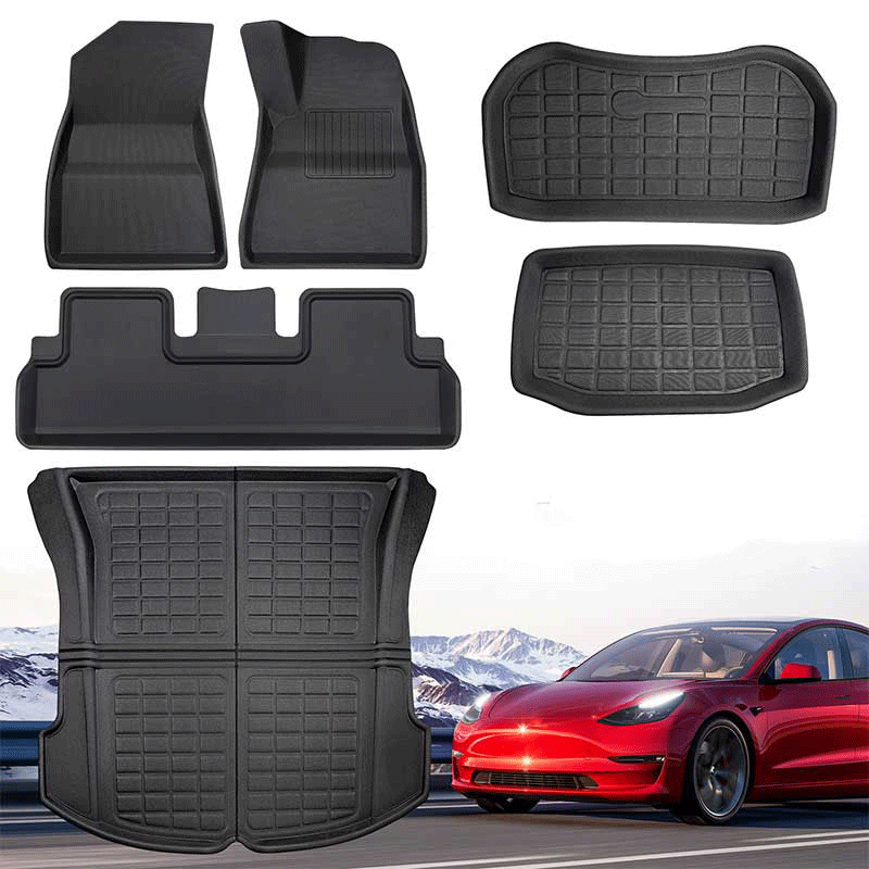 TAPTES Floor Mats for Right-Hand Drive for Tesla Model 3 2021-2023, for Rear & Front Trunk Mats, Set of 6