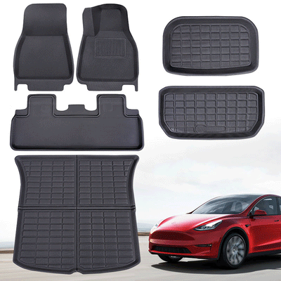 TAPTES Right-Hand Drive Floor Mats for 2021-2025 Tesla Model Y, Rear & Front Trunk Mats