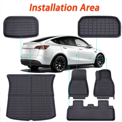 TAPTES Right-Hand Drive Floor Mats for 2021-2025 Tesla Model Y, Rear & Front Trunk Mats