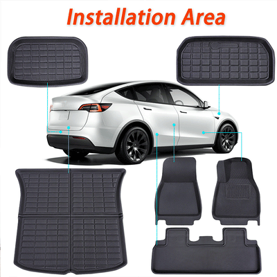 TAPTES Right-Hand Drive Floor Mats for 2021-2023 2024 Tesla Model Y, Rear & Front Trunk Mats