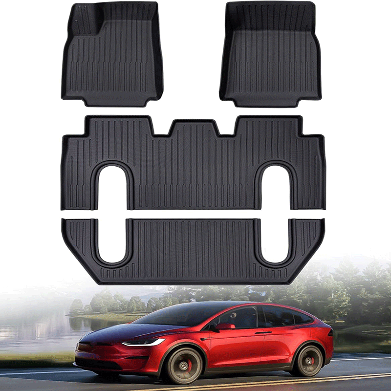 TAPTES Floor Mats for Tesla Model X  6 Seater 2024 2023 2022, All Weather Floor Mats for Tesla Model X,Waterproof Floor Cargo Liner 4PCS