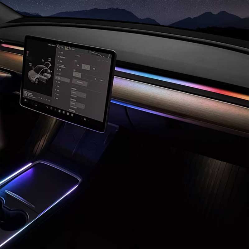 Tesla Model 3 Y Interior Ambient Light Under Screen Dashboard