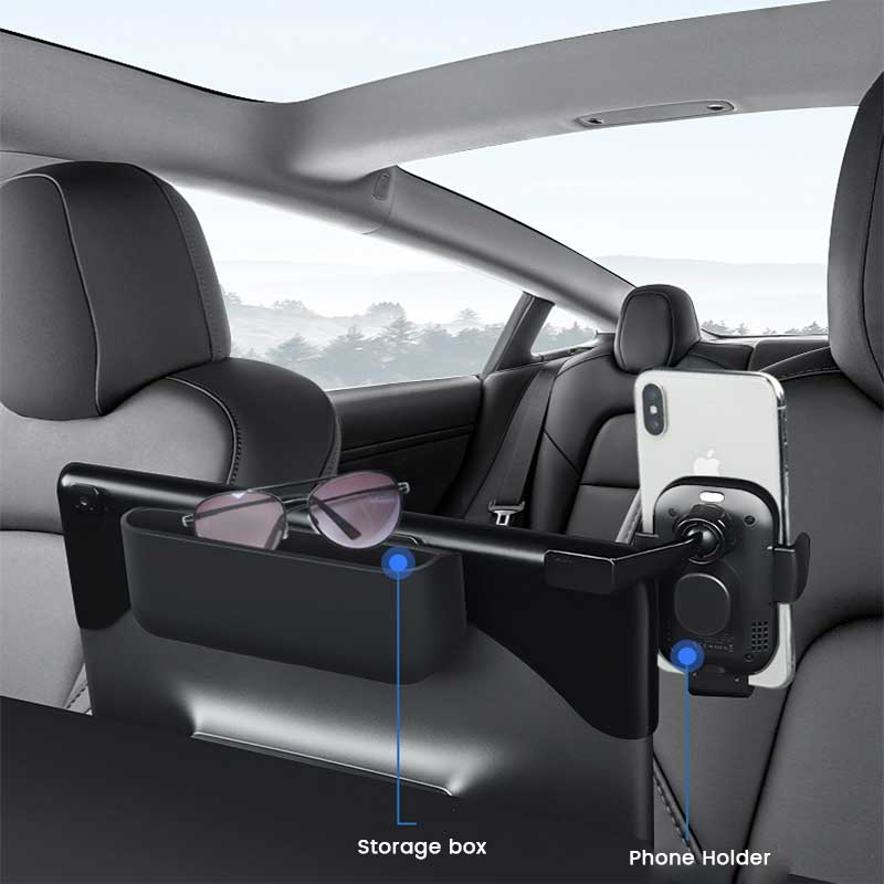 TAPTES Cell Phone Holder with Wireless Charging & Storage Organizer for Tesla Model 3/Y 2021-2025