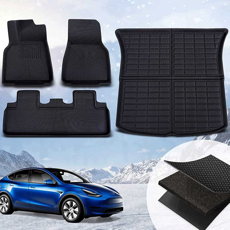 TAPTES® Floor Mats for Tesla Model Y, All Weather Floor & Rear Cargo Liners for 5 Seater Tesla Model Y