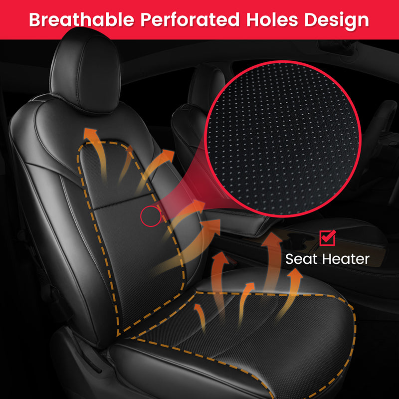 TAPTES® Black Seat Covers for Tesla Model Y 2020-2024, Seat Protectors for 5 Seater Model Y