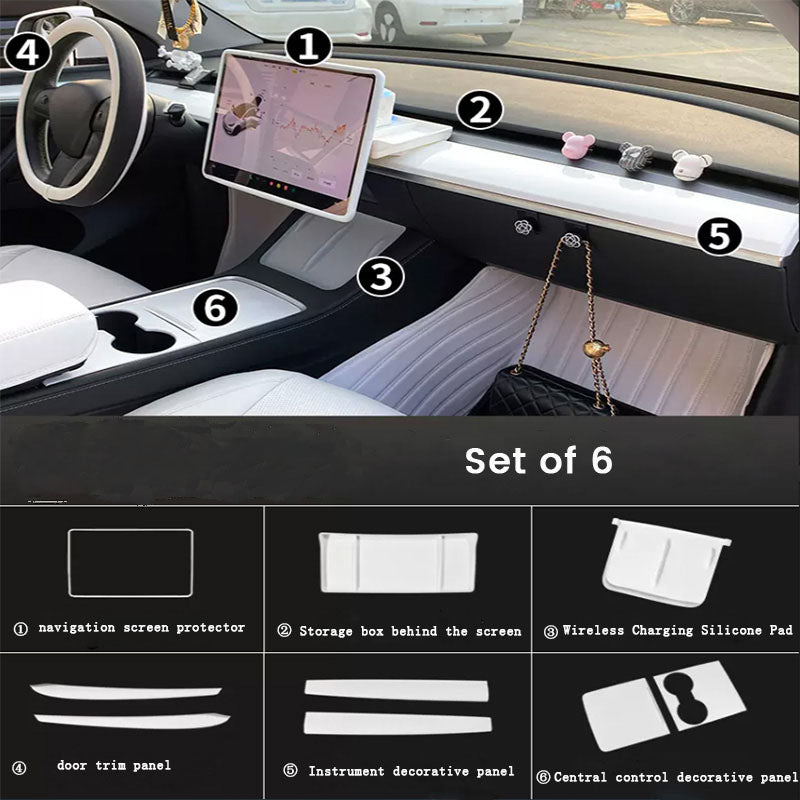 TAPTES White Interior Modification Decoration Kit for Tesla Model 3 Model Y