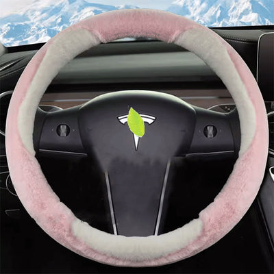 TAPTES Winter Fluffy Steering Wheel Cover for Tesla Model Y Model 3