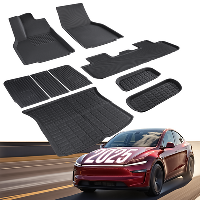 TAPTES® Tesla Model Y Juniper All-Weather Floor Mats and Seatback Protectors , Compatible for 2025-2026 Model Y Juniper, XPE Waterproof Cargo, Frunk, and Trunk Mats Interior Accessories (9 PCs)