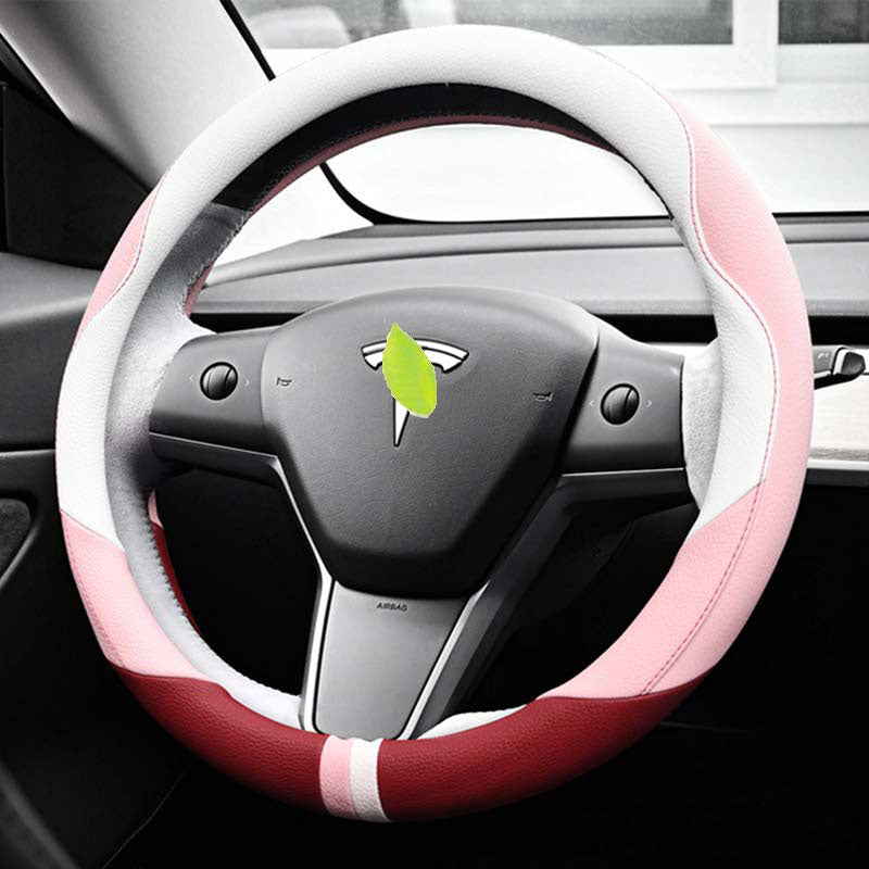 TAPTES  All Weather Leather Steering Wheel Cover for Tesla Model Y & Model 3