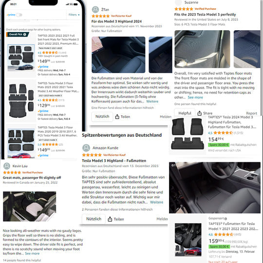 Tappetini Tesla Model 3 2024-2025 | Set 6 Pezzi TPE | Impermeabile E Antiscivolo | Per Highland - Foto 3