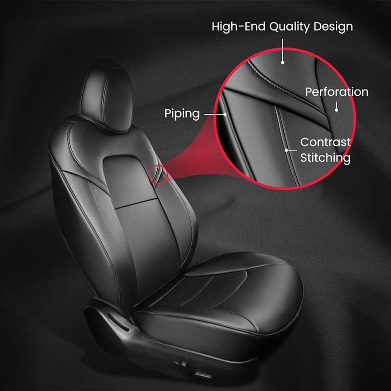 TAPTES Black Front Seat Covers for Tesla Model 3 Model Y Front Seats TAPTES 1000 Accessories for Tesla