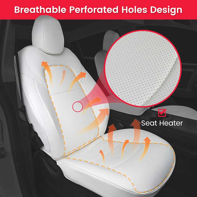 TAPTES® White Seat Covers for Tesla Model Y 2024 2023-2020, White Leather Seat Protectors for 5 Seat Tesla Model Y