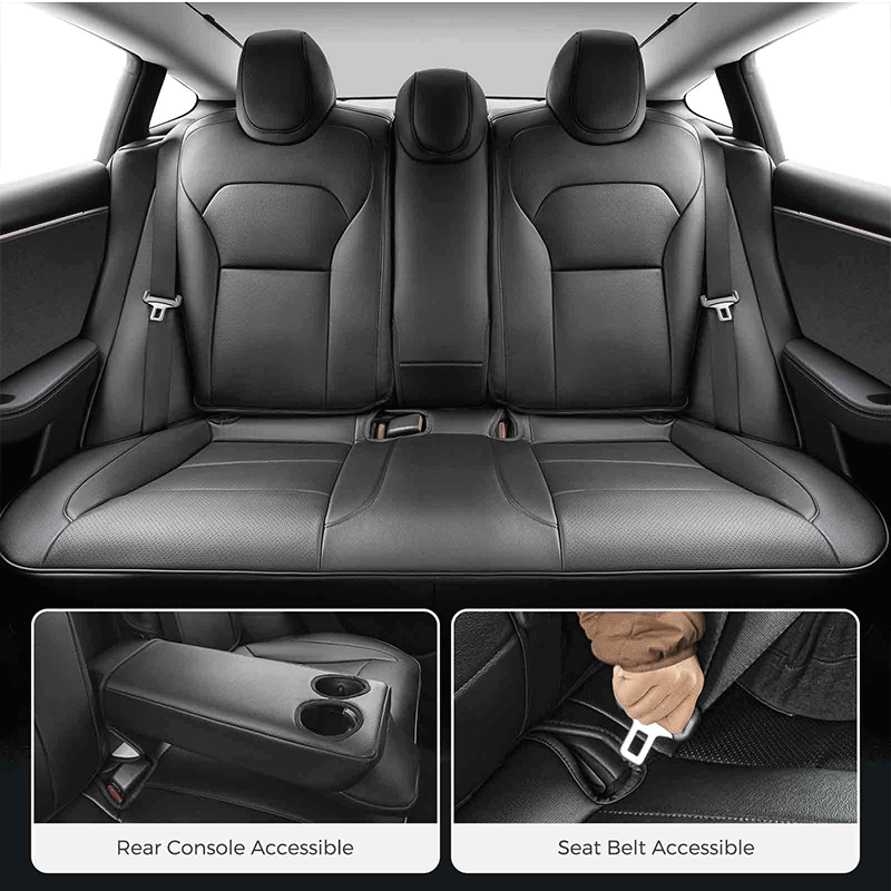 TAPTES® Black Seat Covers for 2024 Tesla Model 3 Highland, Seat Protectors for Tesla Model 3 Highland Full Set