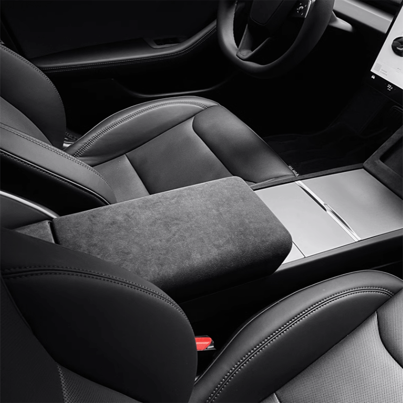 TAPTES® Alcantara Center Console Armrest Cover in Carbon Black Color for 2024-2025 Tesla Model 3 Highland/2025 New Tesla Model Y Juniper