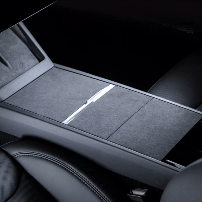 TAPTES® Alcantara Center Console & Cup Holder Stickers in Black Color for 2024-2025 Tesla Model 3 Highland/ 2025 New Tesla Model Y Juniper