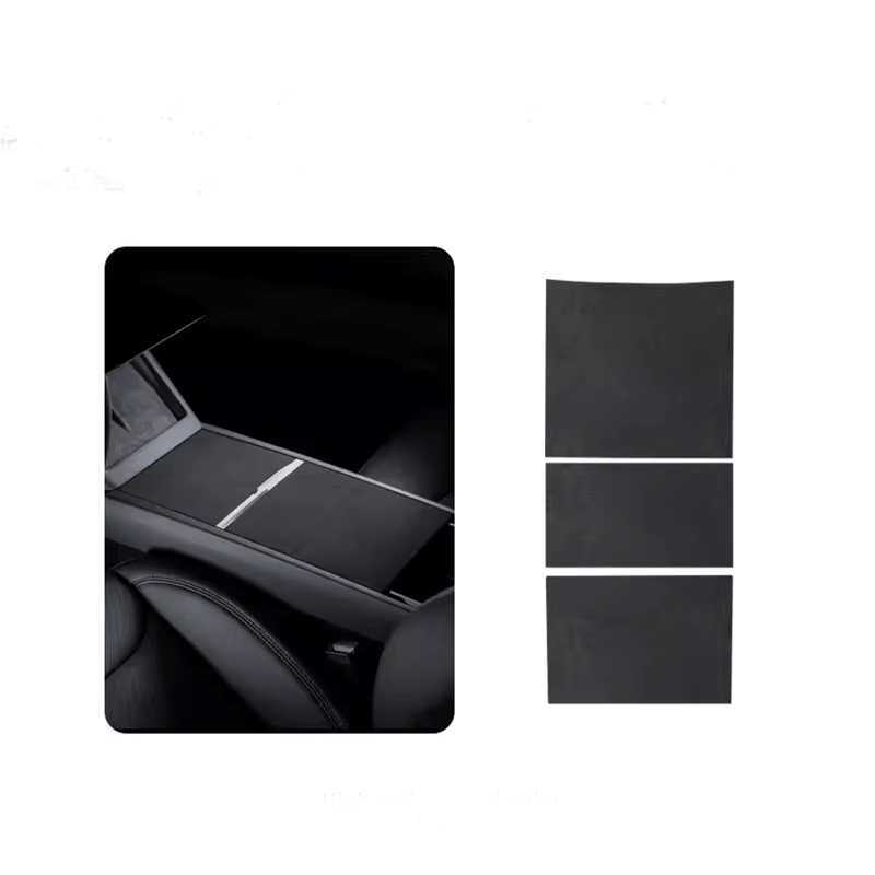 TAPTES® Alcantara Center Console & Cup Holder Stickers in Black Color for 2024-2025 Tesla Model 3 Highland/ 2025 New Tesla Model Y Juniper