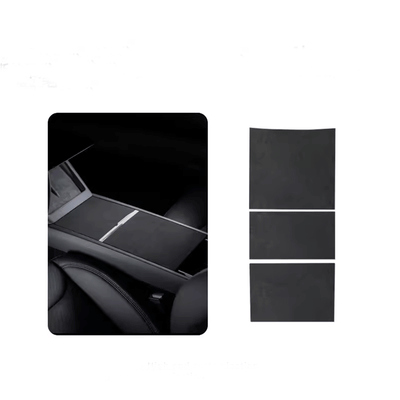 TAPTES® Alcantara Center Console & Cup Holder Stickers in Black Color for 2024-2025 Tesla Model 3 Highland/ 2025 New Tesla Model Y Juniper