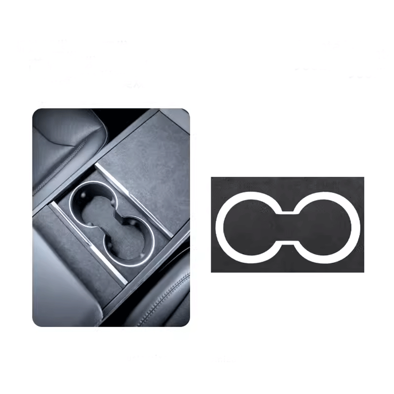 TAPTES® Alcantara Center Console & Cup Holder Stickers in Black Color for 2024-2025 Tesla Model 3 Highland/ 2025 New Tesla Model Y Juniper