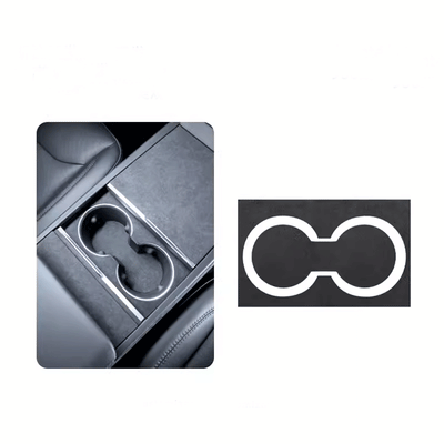 TAPTES® Alcantara Center Console & Cup Holder Stickers in Black Color for 2024-2025 Tesla Model 3 Highland/ 2025 New Tesla Model Y Juniper