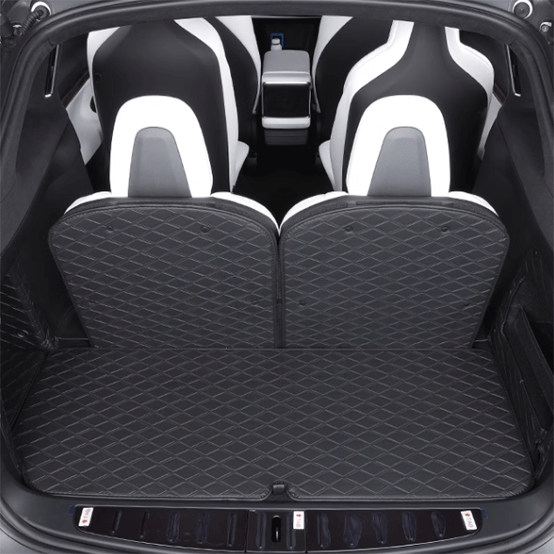 TAPTES® Leather Rear Trunk Mat for Model X 2016-2025, Premium Cargo Mat & Seat Back Protector