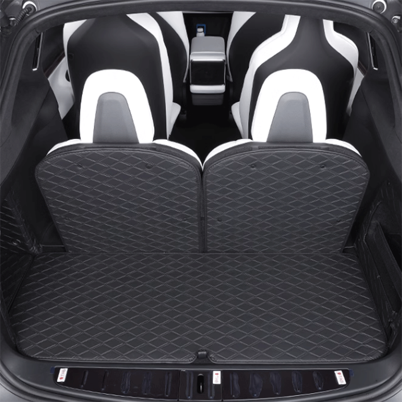 TAPTES® Leather Rear Trunk Mat for Model X 2016-2023, Premium Cargo Mat & Seat Back Protector