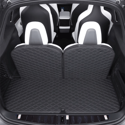 TAPTES® Leather Rear Trunk Mat for Model X 2016-2025, Premium Cargo Mat & Seat Back Protector