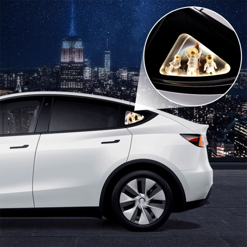 TAPTES® Side Triangle Window Decorative Light DIY Ornament for  Tesla Model 3 2021-2023 /Model Y 2021-2025, Set of 2