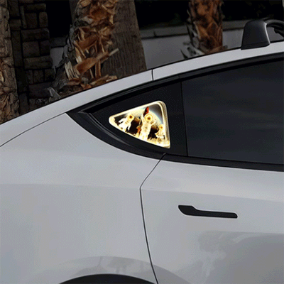 TAPTES® Side Triangle Window Decorative Light DIY Ornament for  Tesla Model 3 2021-2023 /Model Y 2021-2025, Set of 2