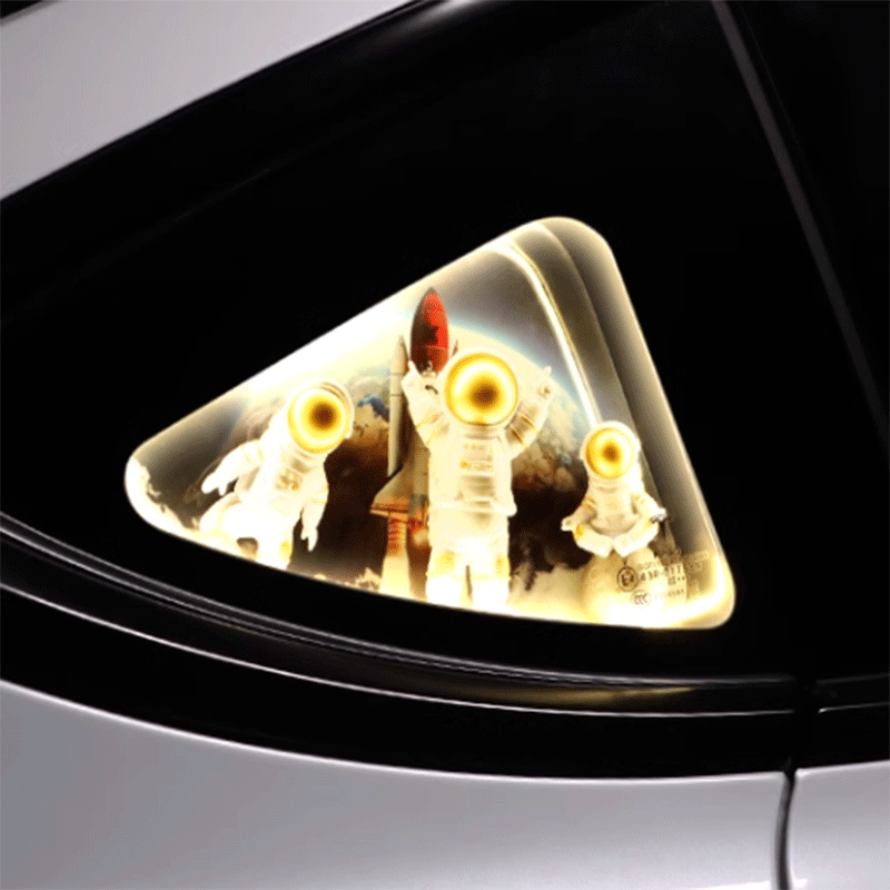 TAPTES® Side Triangle Window Decorative Light DIY Ornament for  Tesla Model 3 2021-2023 /Model Y 2021-2025, Set of 2