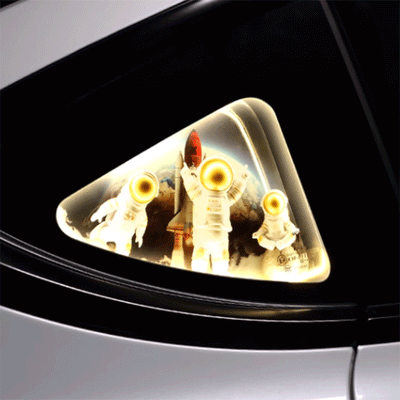 TAPTES® Side Triangle Window Decorative Light DIY Ornament for  Tesla Model 3 2021-2023 /Model Y 2021-2025, Set of 2