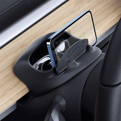 TAPTES® Steering Wheel Phone Holder With Glasses Case for Tesla Model 3/Y