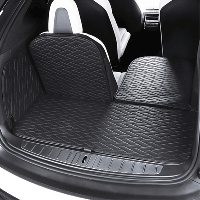 TAPTES® Leather Rear Trunk Mat for Model X 2016-2025, Premium Cargo Mat & Seat Back Protector