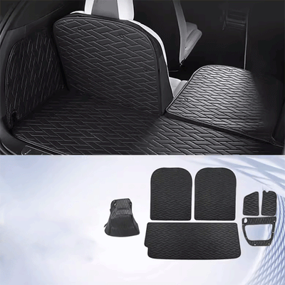 TAPTES® Leather Rear Trunk Mat for Model X 2016-2025, Premium Cargo Mat & Seat Back Protector