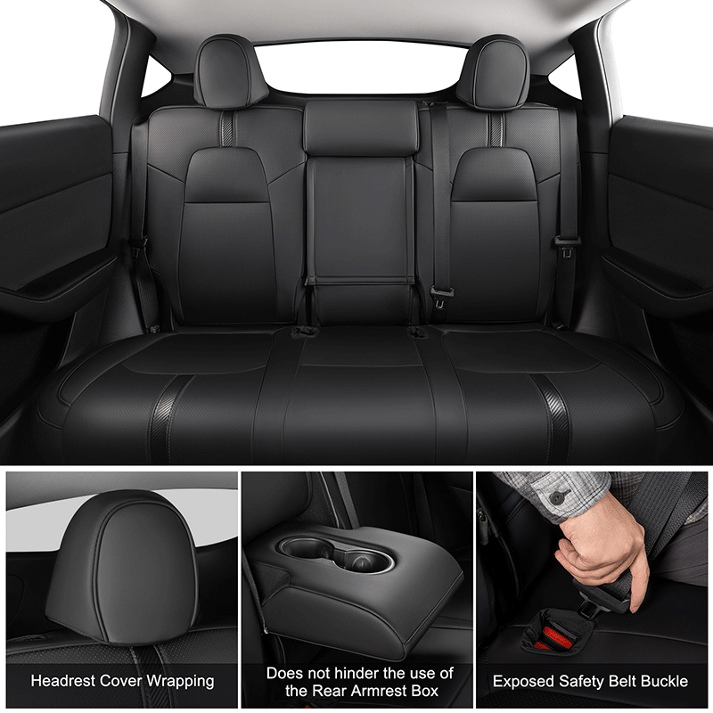 TAPTES® Seat Covers for Tesla Model Y 2024 2023 2022 2021 2020, Seat Protectors Full Set Leather for Tesla Model Y 5 Seater